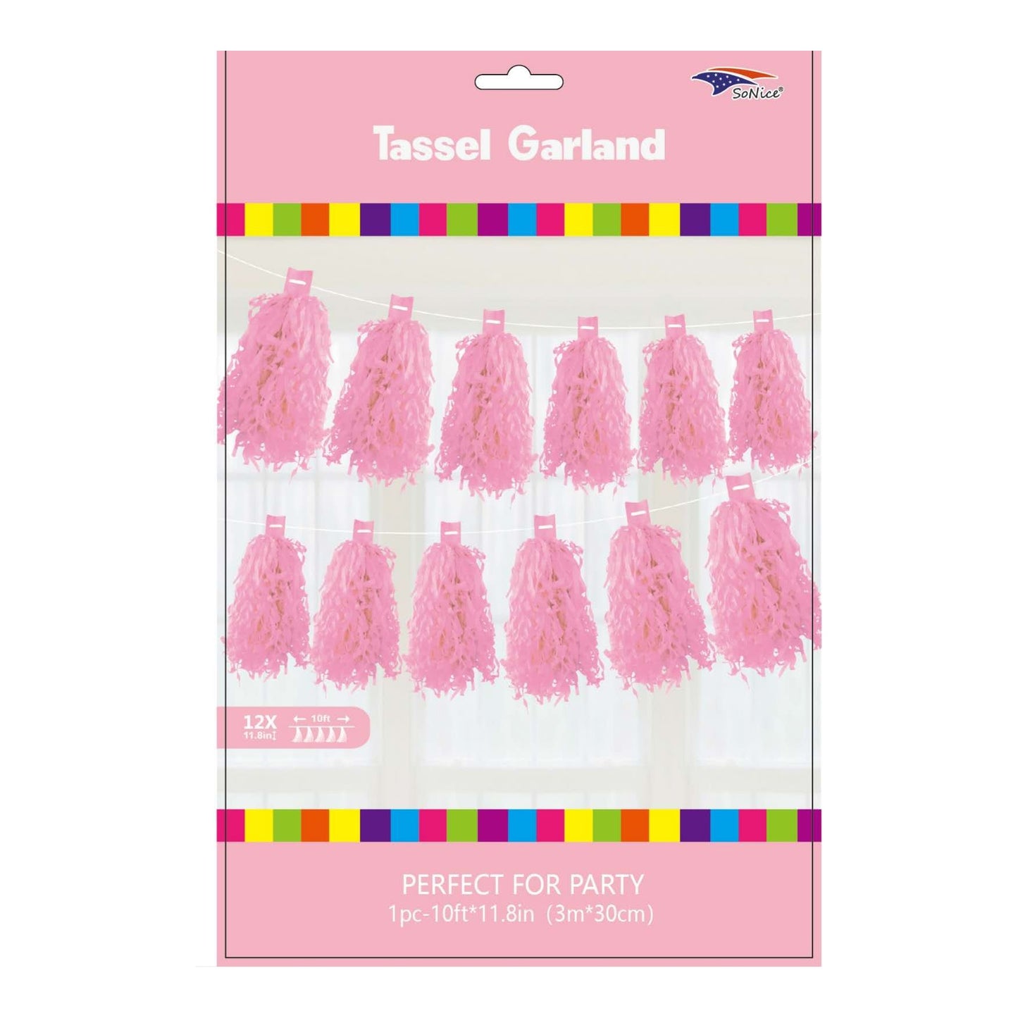 12Ft Tassel Galand L/Pink120Set/Cs