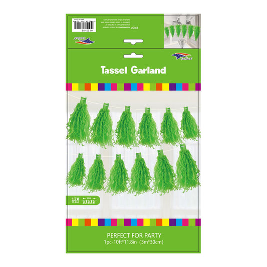 12Ft Tassel Garland Lime Green
