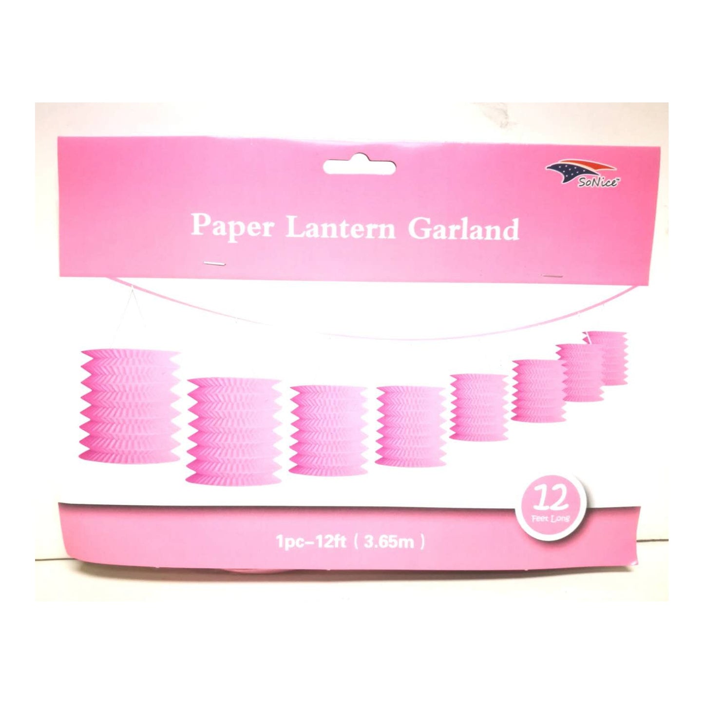 (c) 12ft (c) Lantern Garland Light Pink