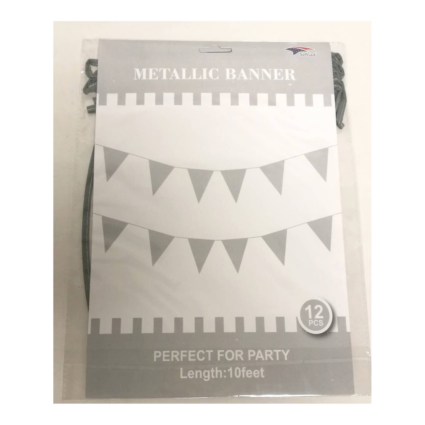 (c) 10ft Metallic Silver Banner