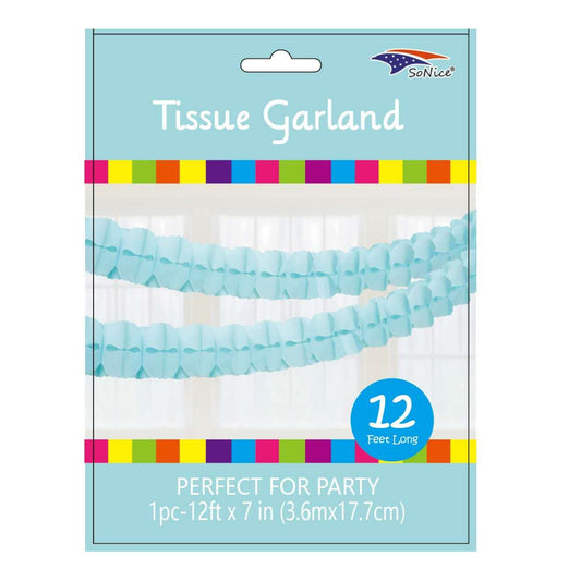 7"X12Ft Tissue Garland Light Blue 120/case