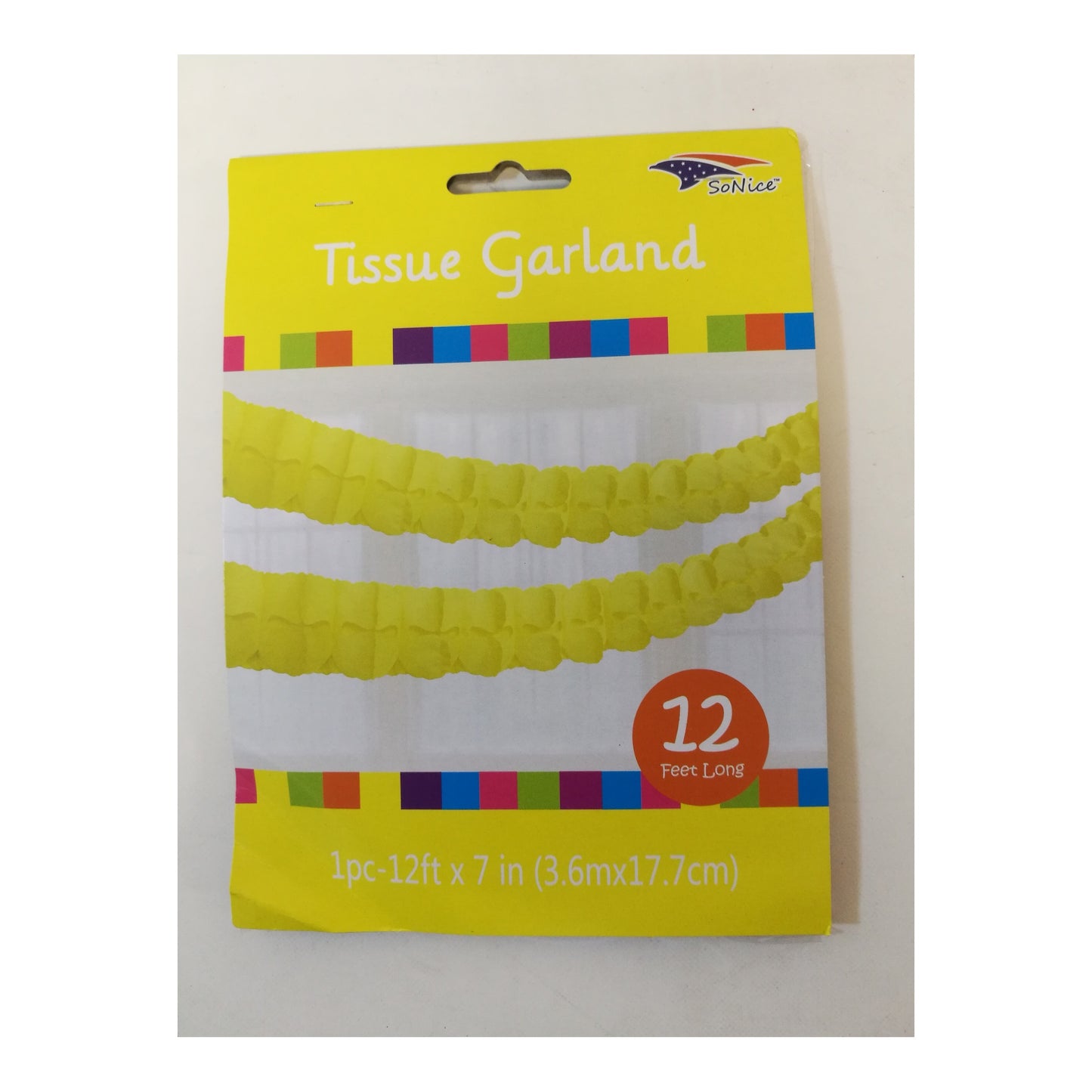 12Ft Tissue Garland Yellow