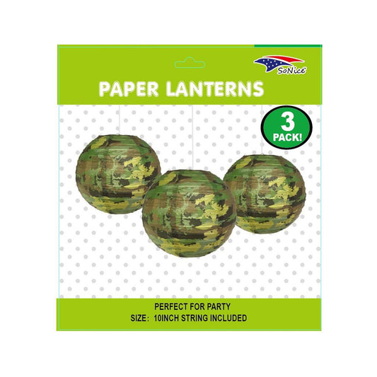 3Pcs 10" Lantern Set Camouflage/Army 96Set/Cs