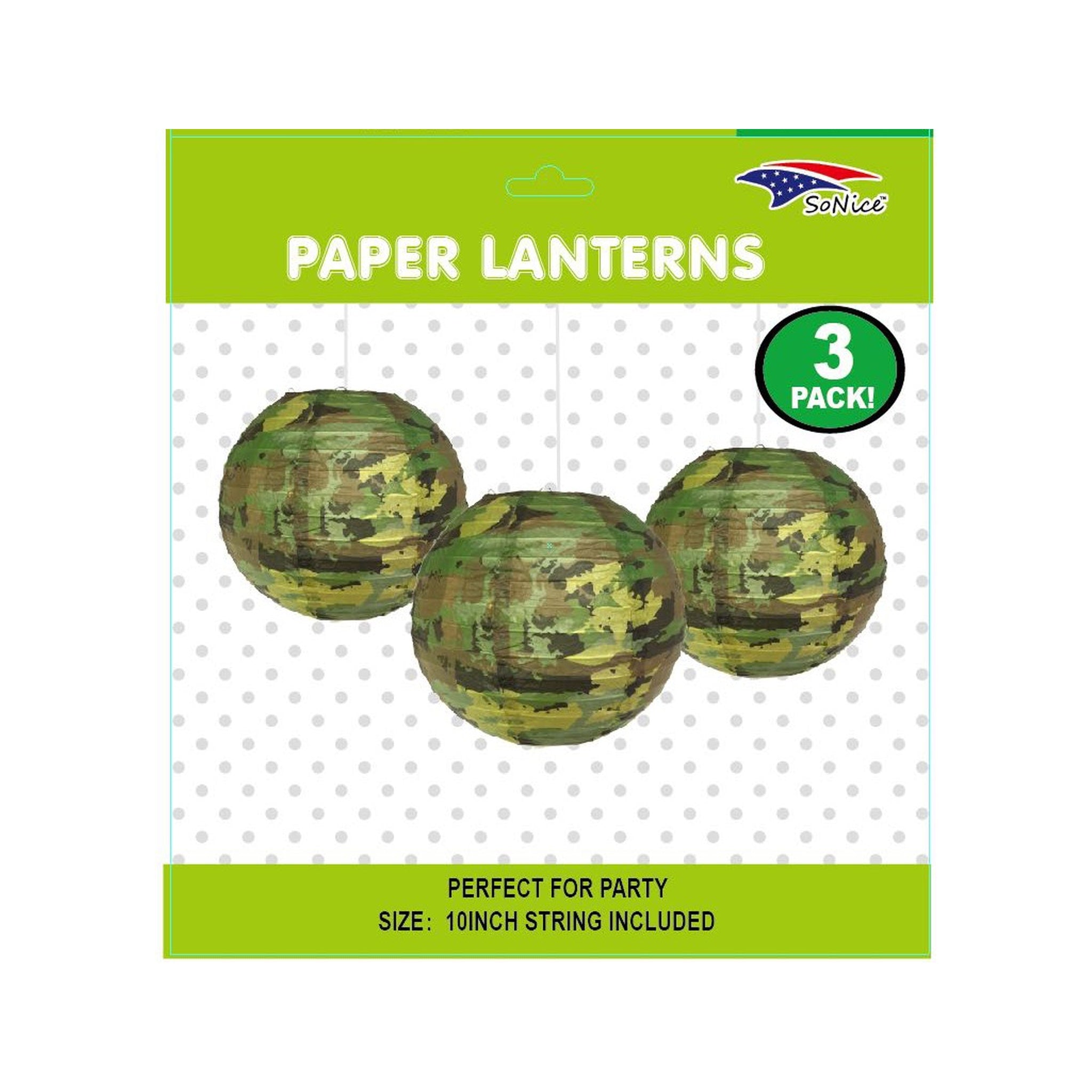 3Pcs 10" Lantern Set Camouflage/Army 96Set/Cs