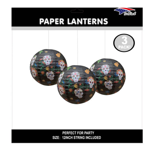 3Pcs 12"Lantern Set Skull 96Set/Cs