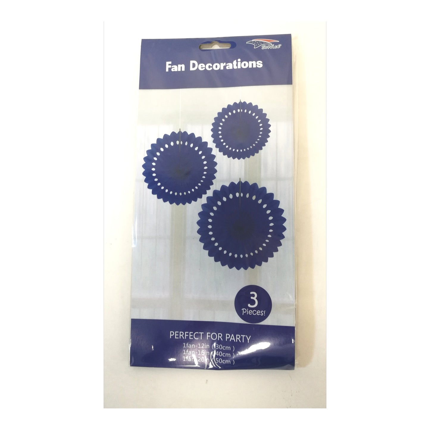 3Pcs Tissue Fans Set Royal Blue 120Set/Cs