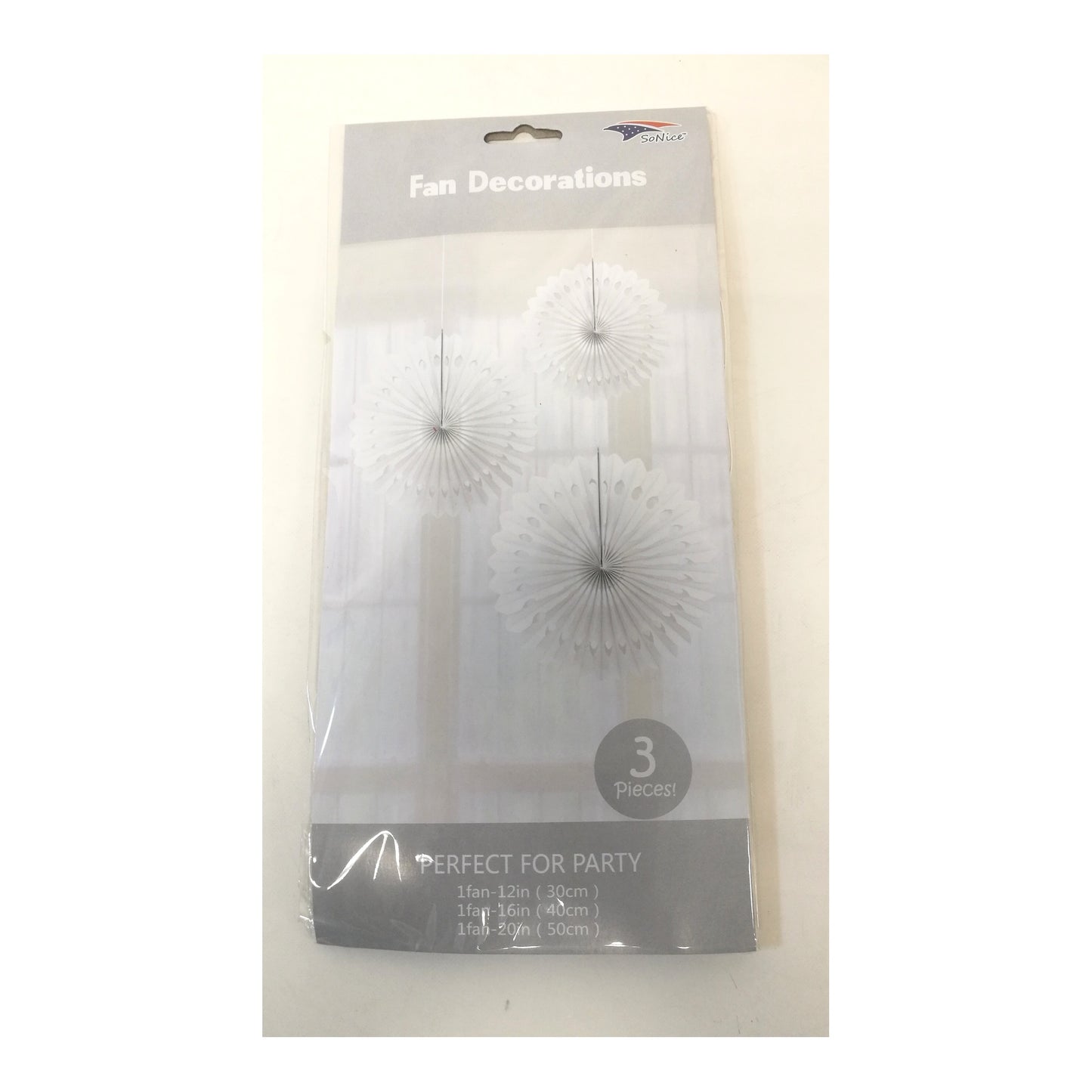 3Pcs Tissue Fans Set White 120Set/Cs