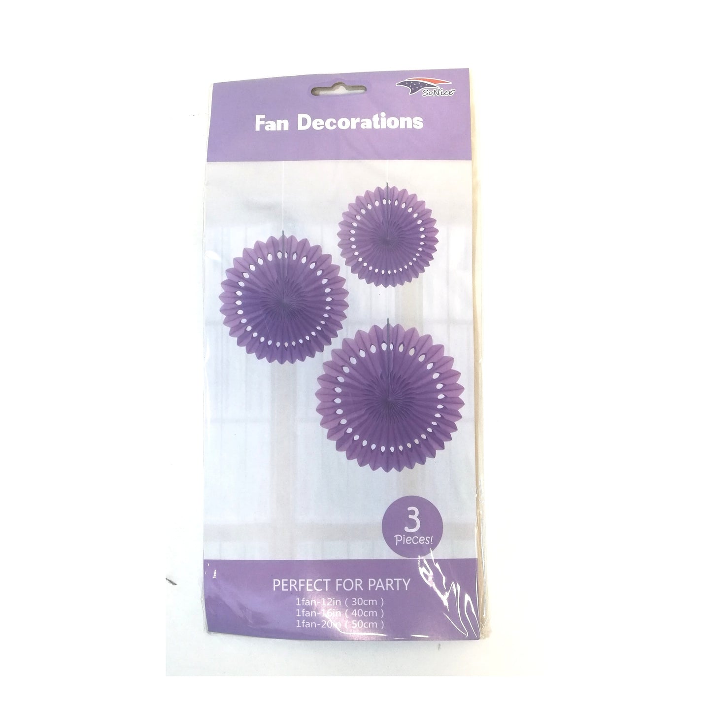 3Pcs Tissue Fans Set Lavender 120Set/Cs