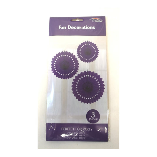 3Pcs Tissue Fans Set Purple 120Set/Cs
