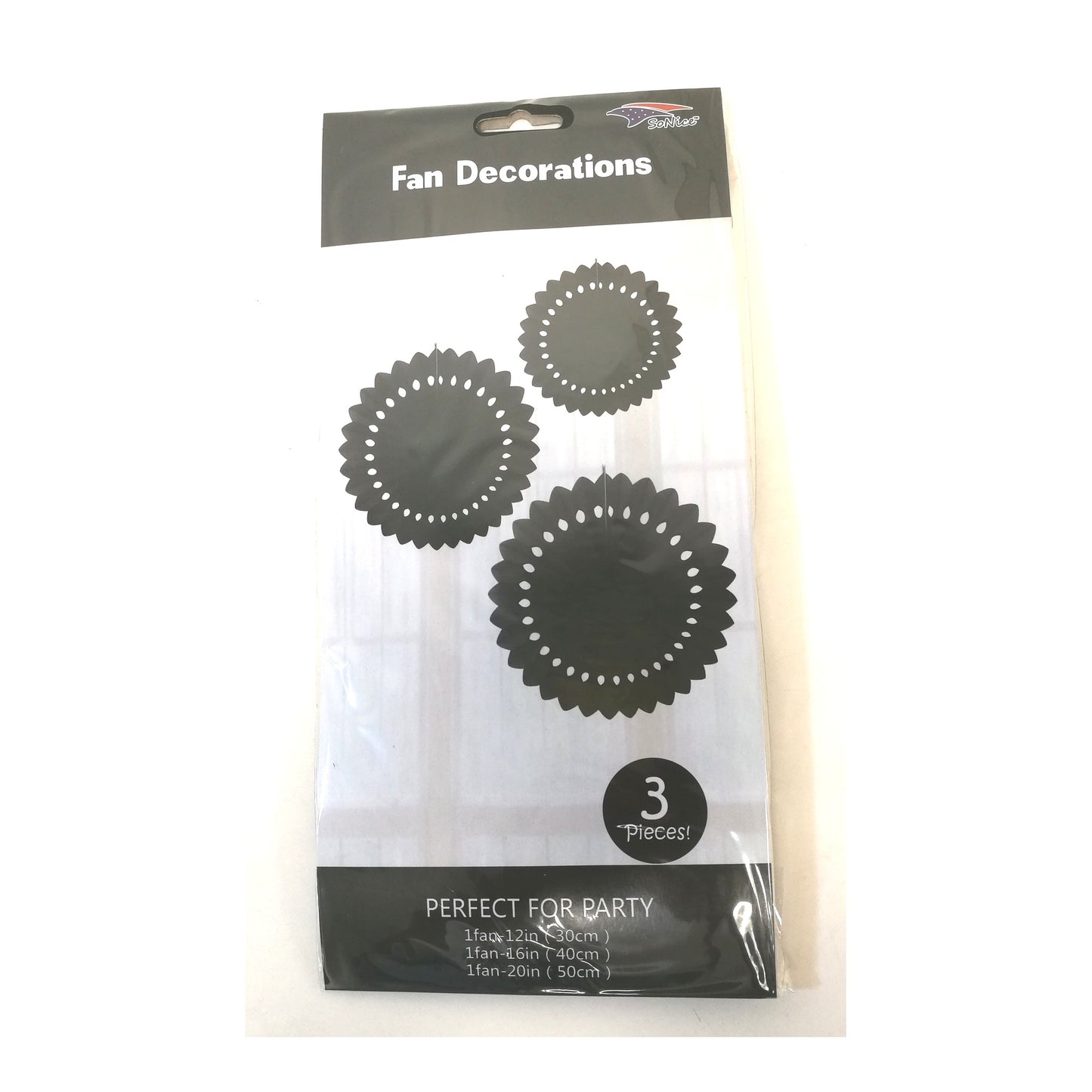 3Pcs Tissue Fans Set Black 120Set/Cs
