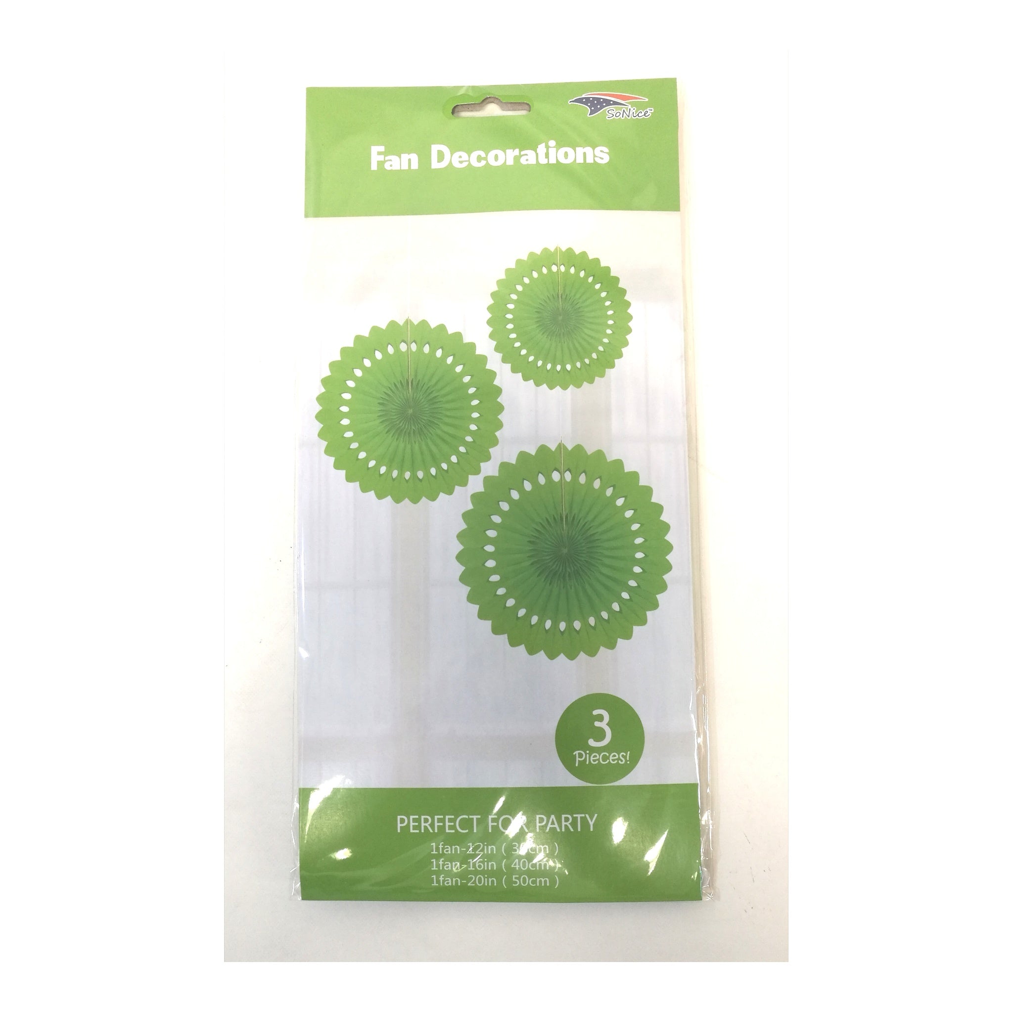 3Pcs Tissue Fans Set Lime Green 120Set/Cs