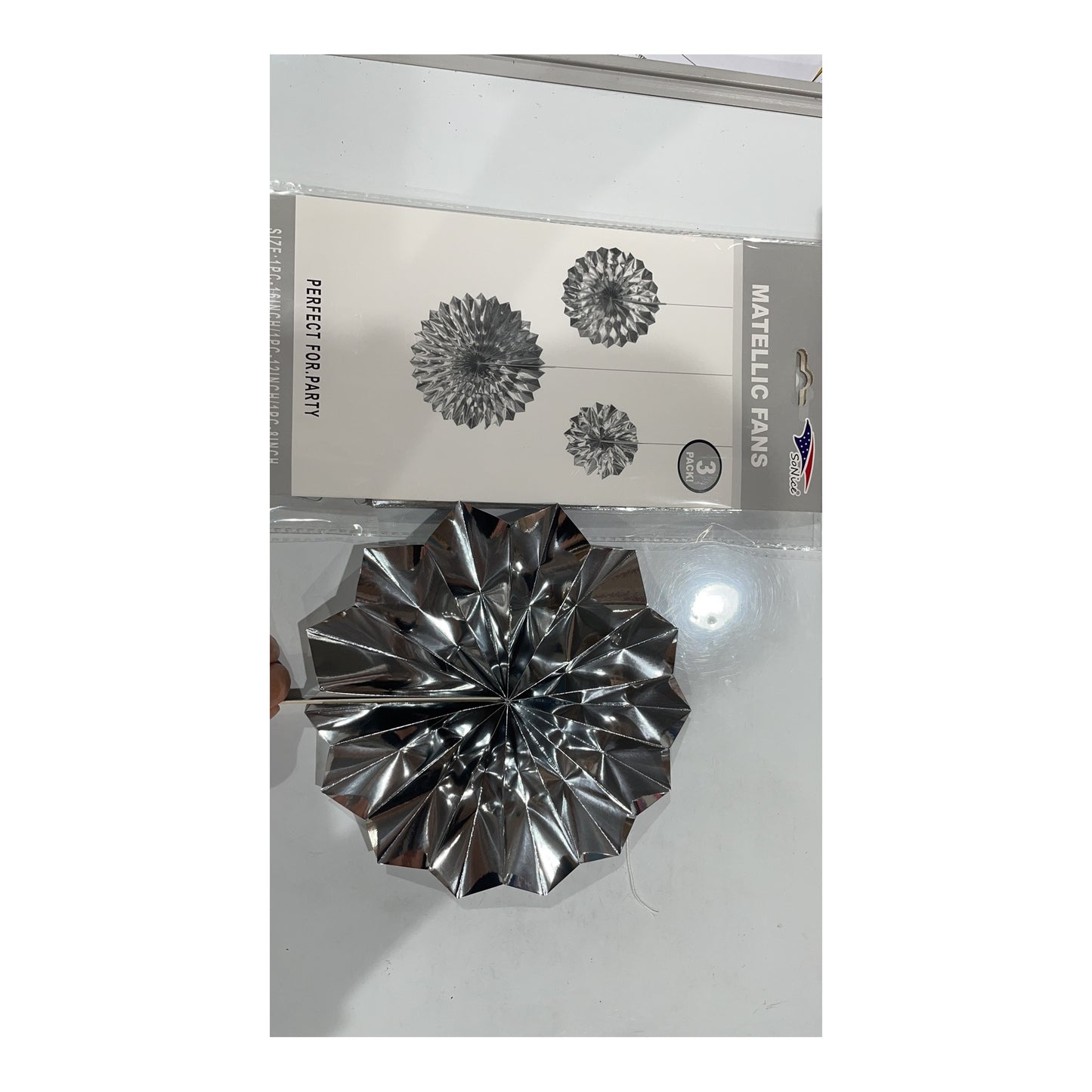 (c) 3pcs Tissue Fan Set Silver