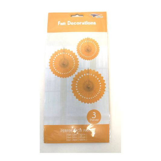 3Pcs Tissue Fans Set Orange120Set/Cs