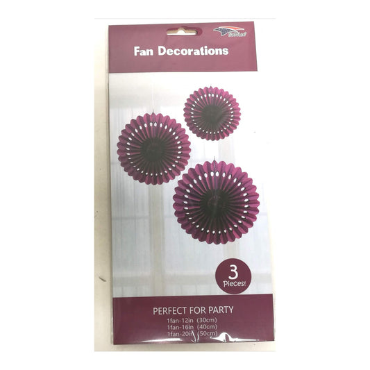 3Pcs Fan Set Burgundy 120Set/Ce