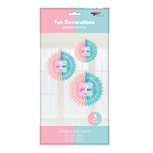 3Pcs Gender Reveal Fans 120Set/Cs