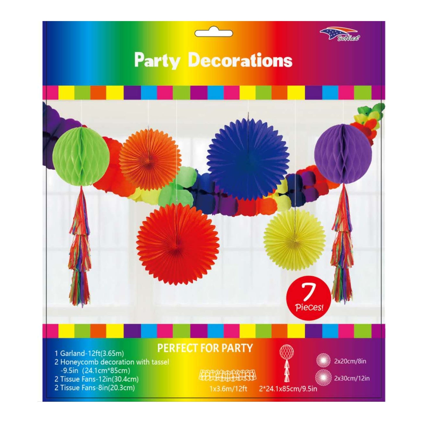 7Pcs Tissue Decoration Set Fiesta 48Set/Cs