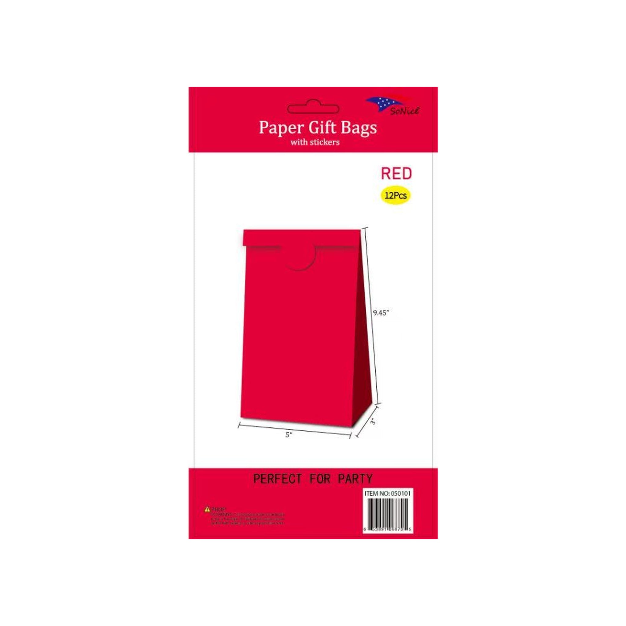 5" x 8"Craft Bags/Sticker Red