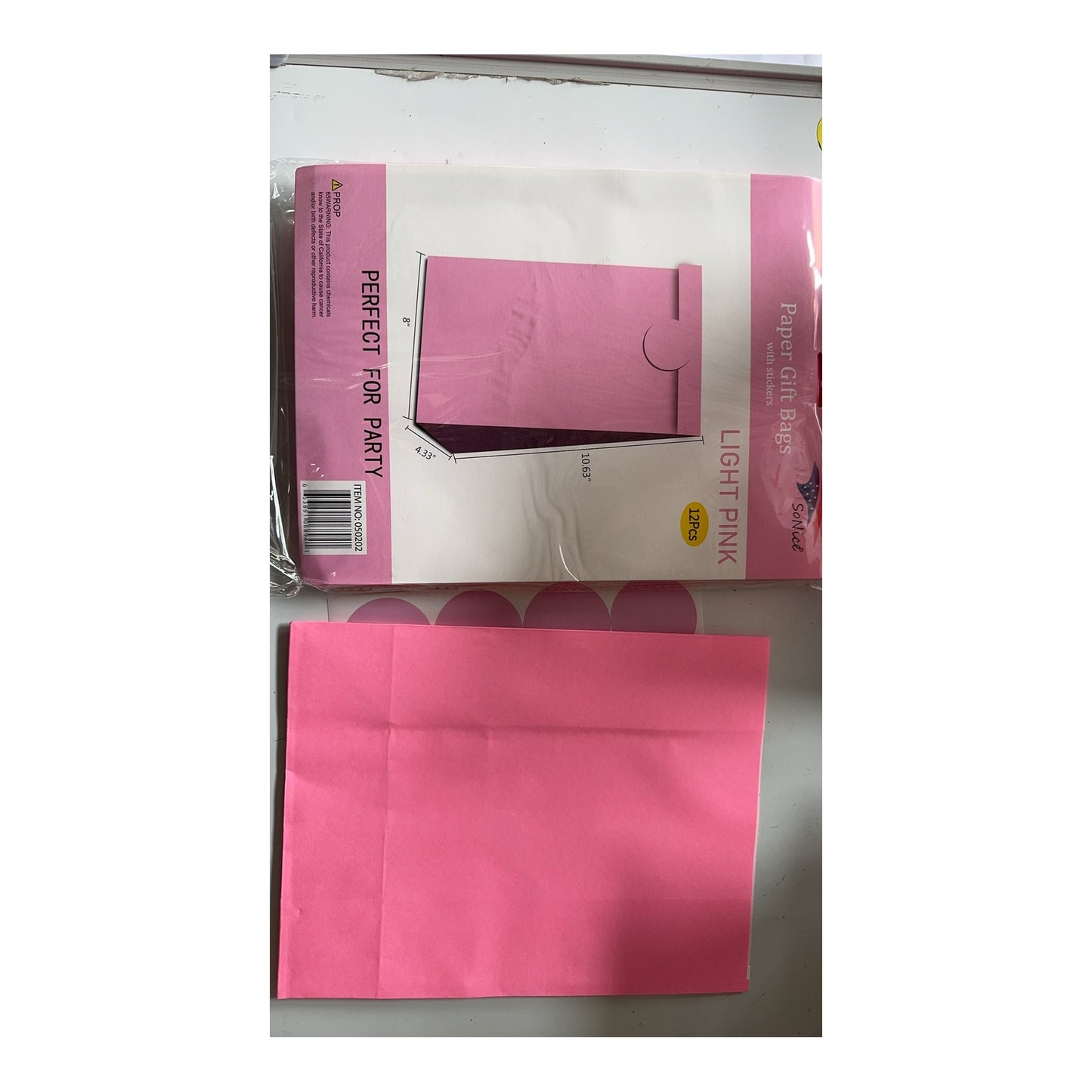 8X10" Craft bags With Stickers Light Pink