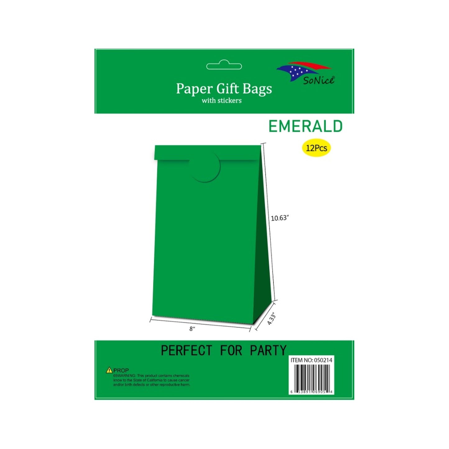 8X10"Craft Bags/Sticker Emerald