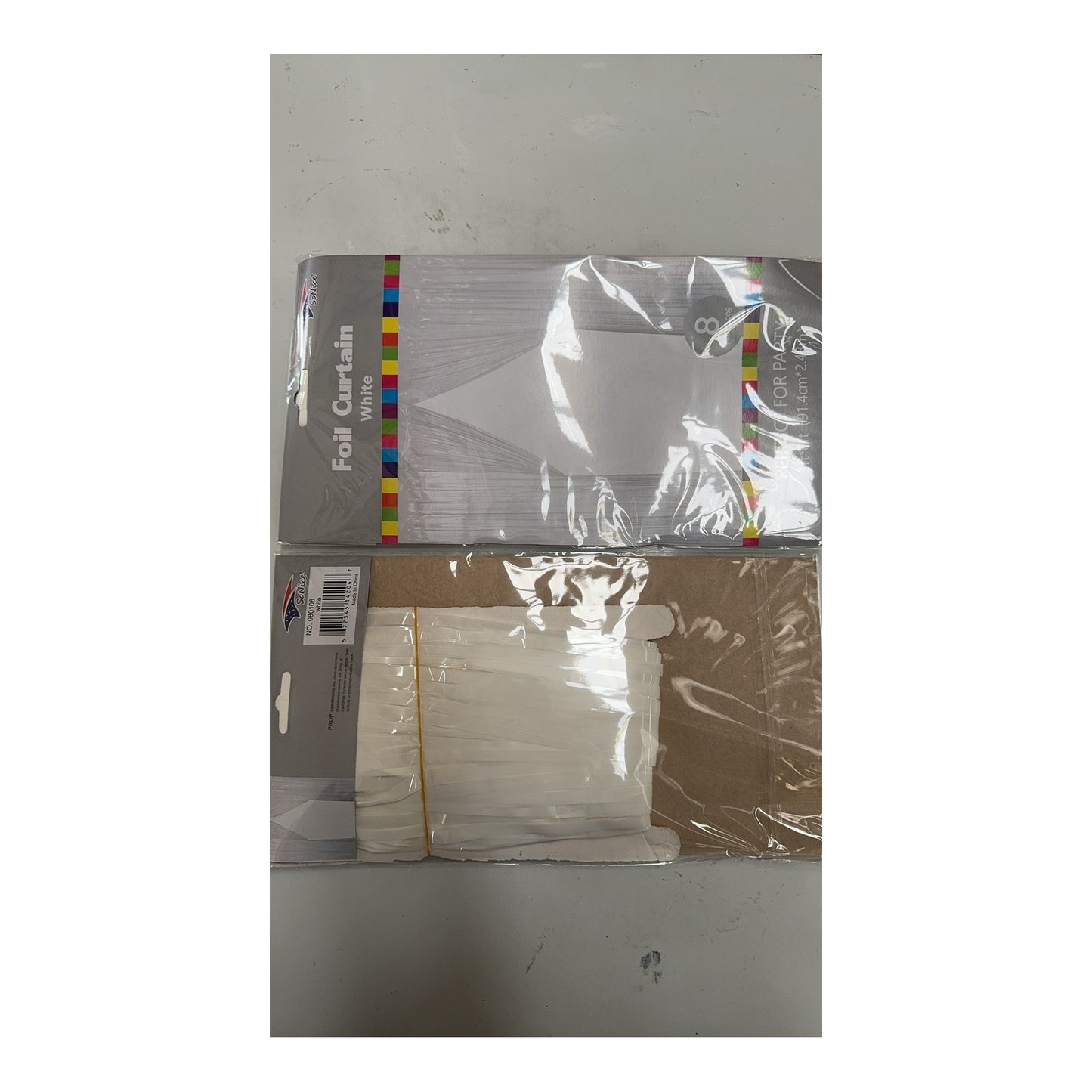 3" x 8" Metallic Curtain White
