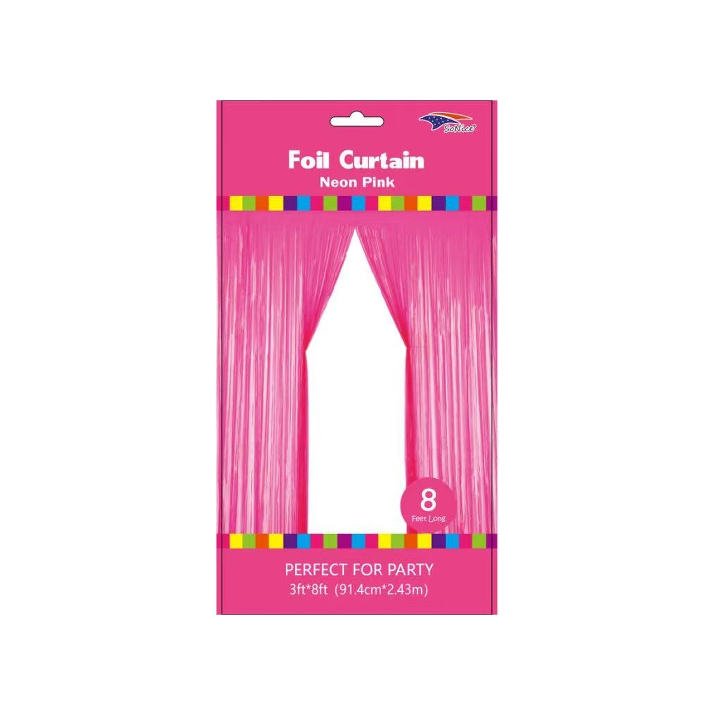 3" x 8" Metallic Curtain Neon Pink