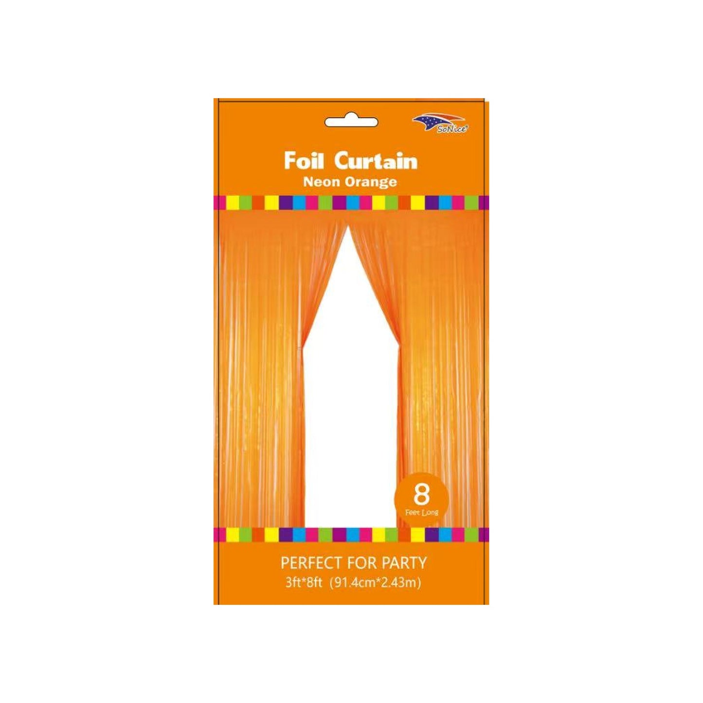 3" x 8" Metallic Curtain Neon Orange