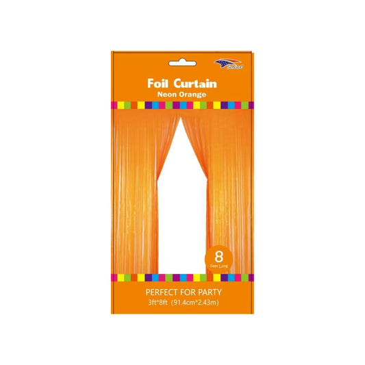 3" x 8" Metallic Curtain Neon Orange