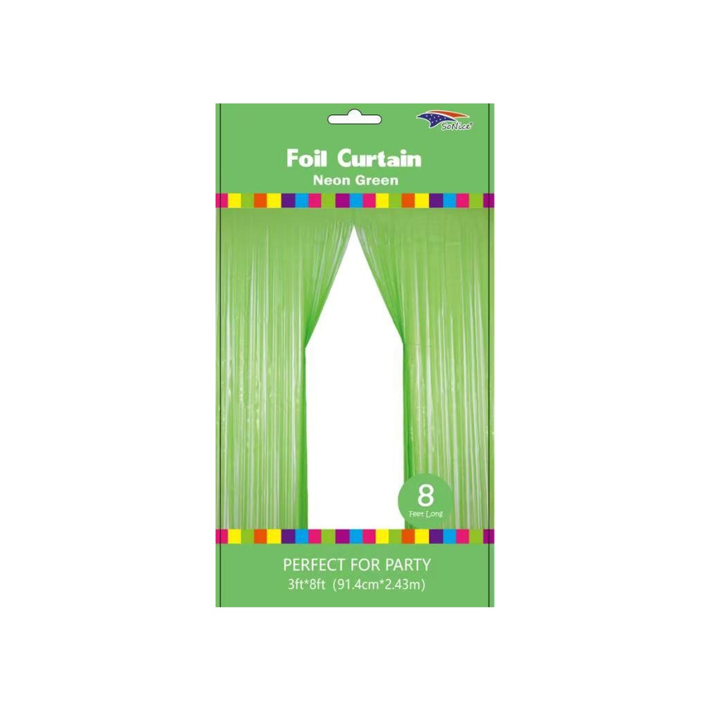 3" x 8" Metallic Curtain Neon Green