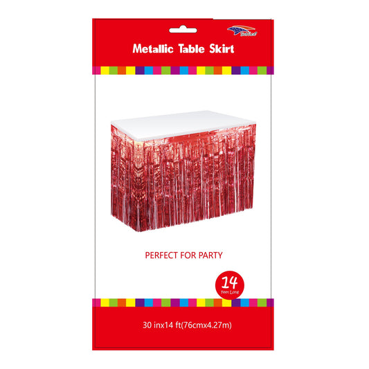 Metallic Table Skirt Red