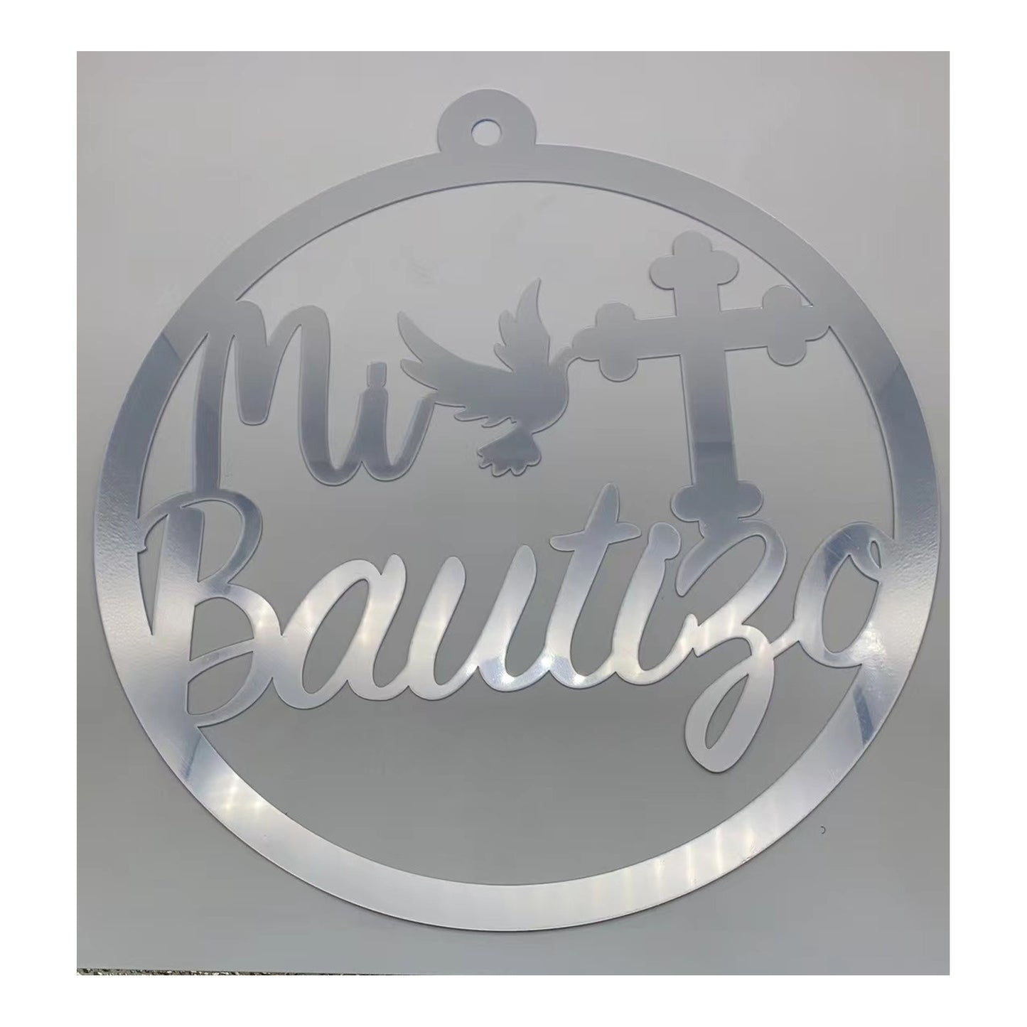 Acrylic Round Sign Bautizo Silver
