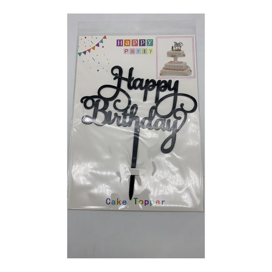 Cake Topper Happy Birthday Black Inner 12Pc