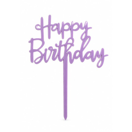 Lavender Happy Birthday cake topper