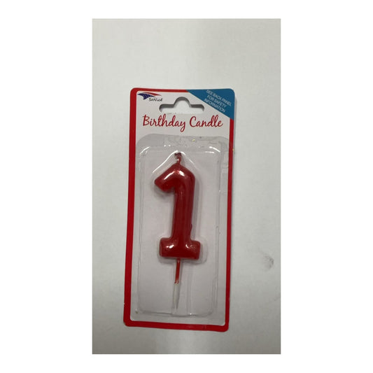 Birthday Number Candles 1 Red