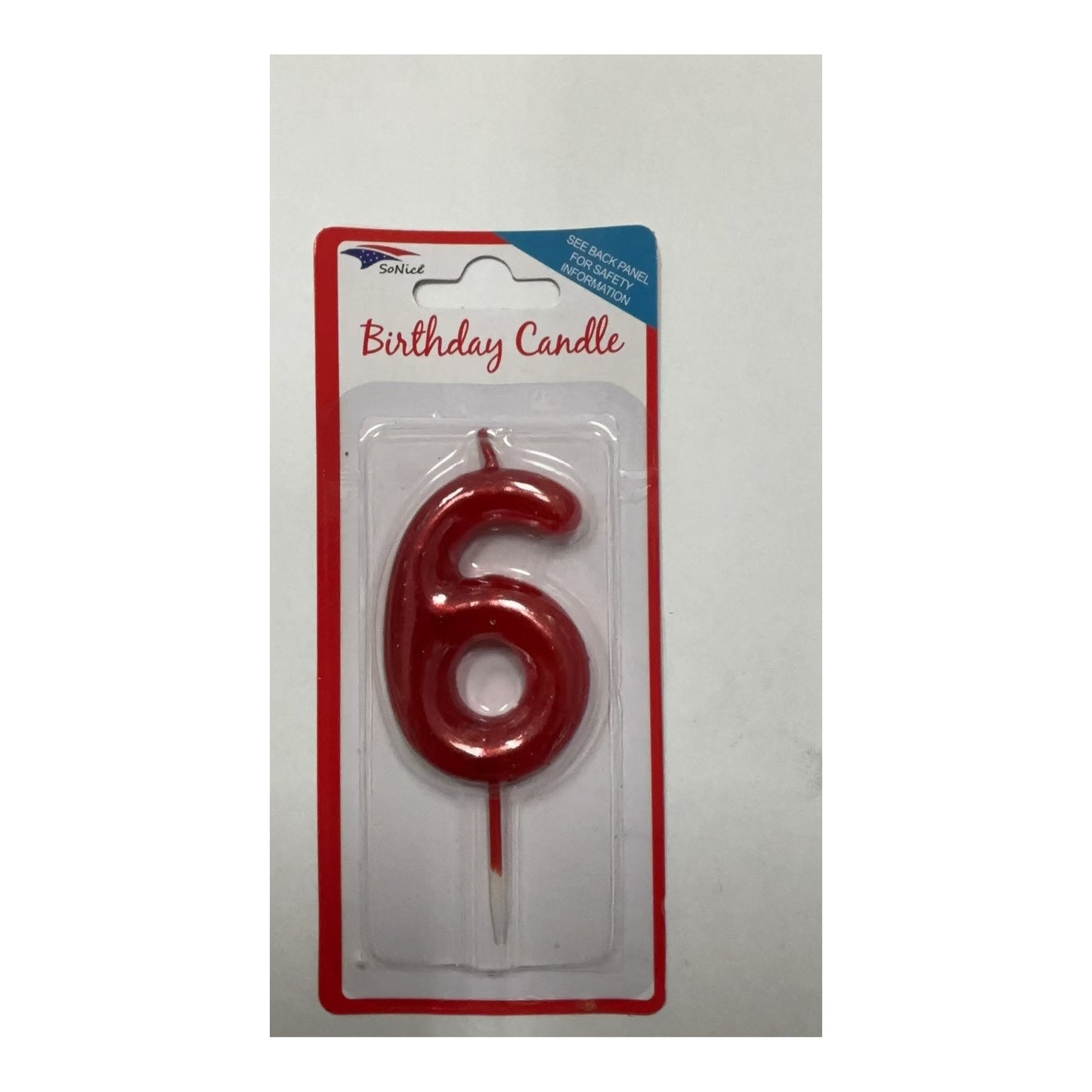 Birthday Number Candles 6 Red