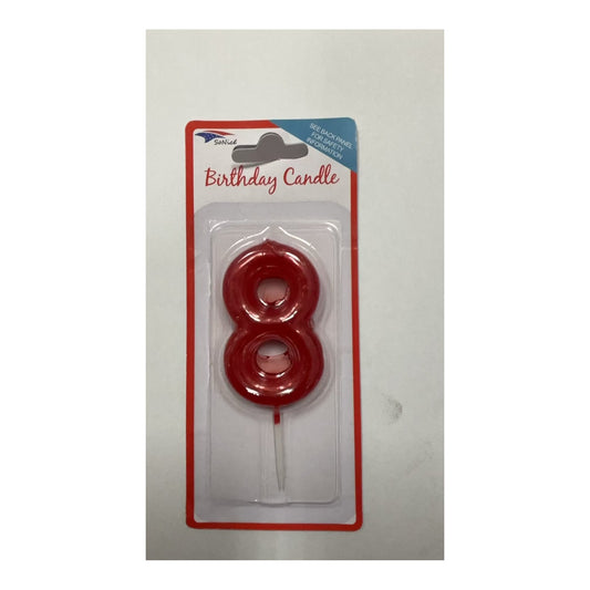 Birthday Number Candles 8 Red