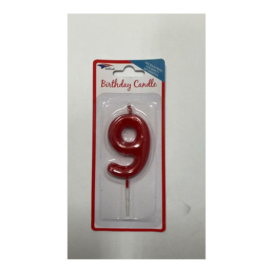 Birthday Number Candles 9 Red