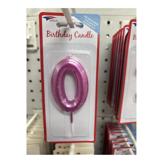 Birthday Number Candles 0 Hot Pink