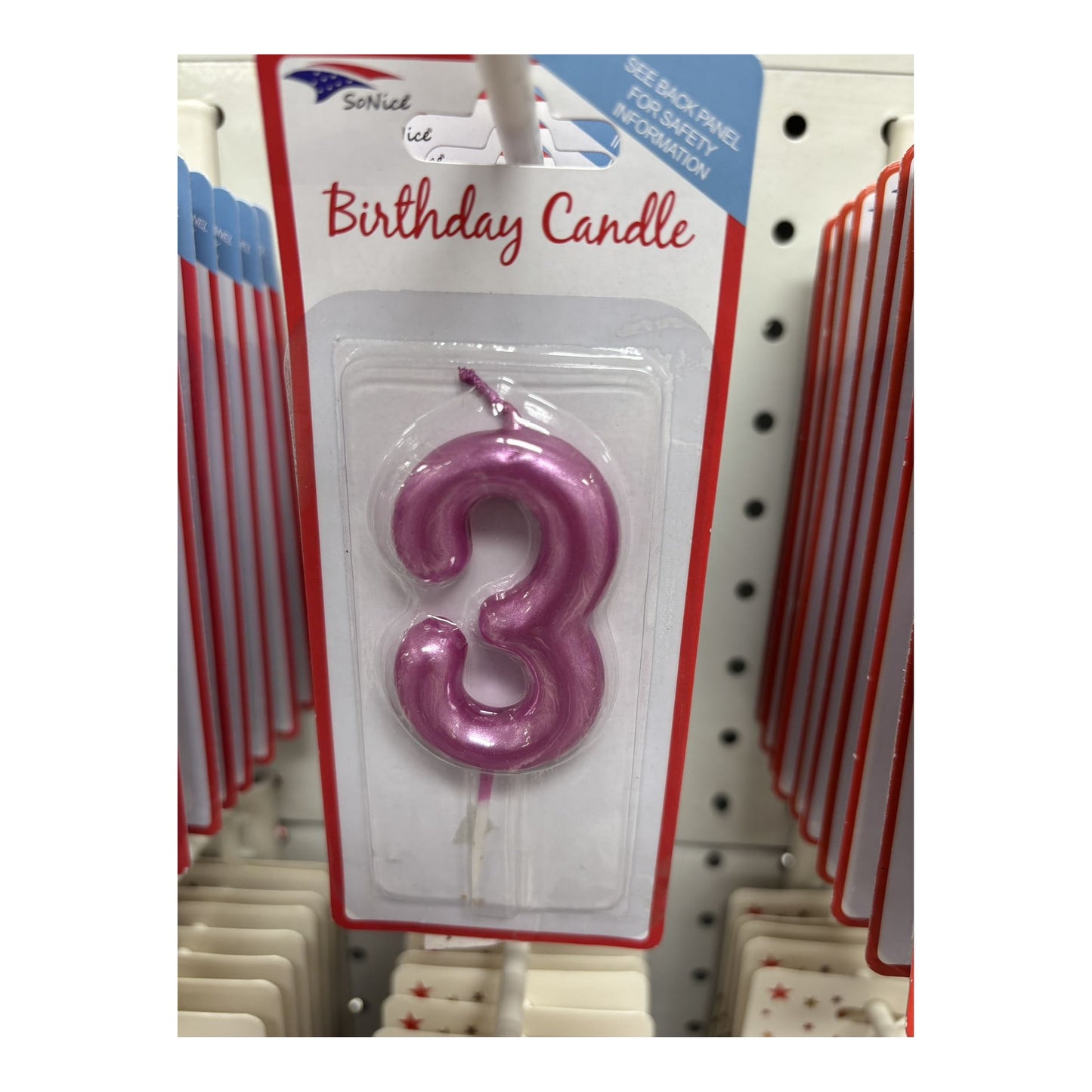 Birthday Number Candles 3 Hot Pink