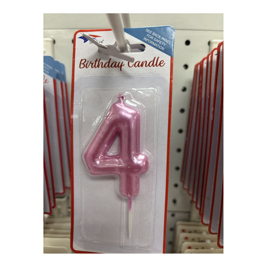 Birthday Number Candles 4 Hot Pink