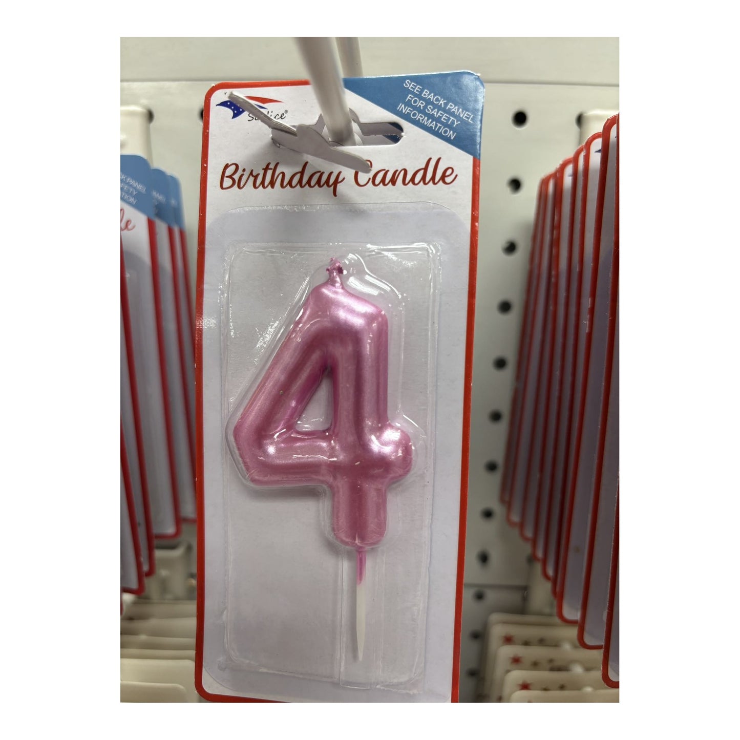 Birthday Number Candles 4 Hot Pink