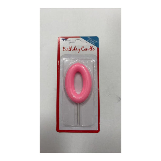 Birthday Number Candles 0 Pastel Pink