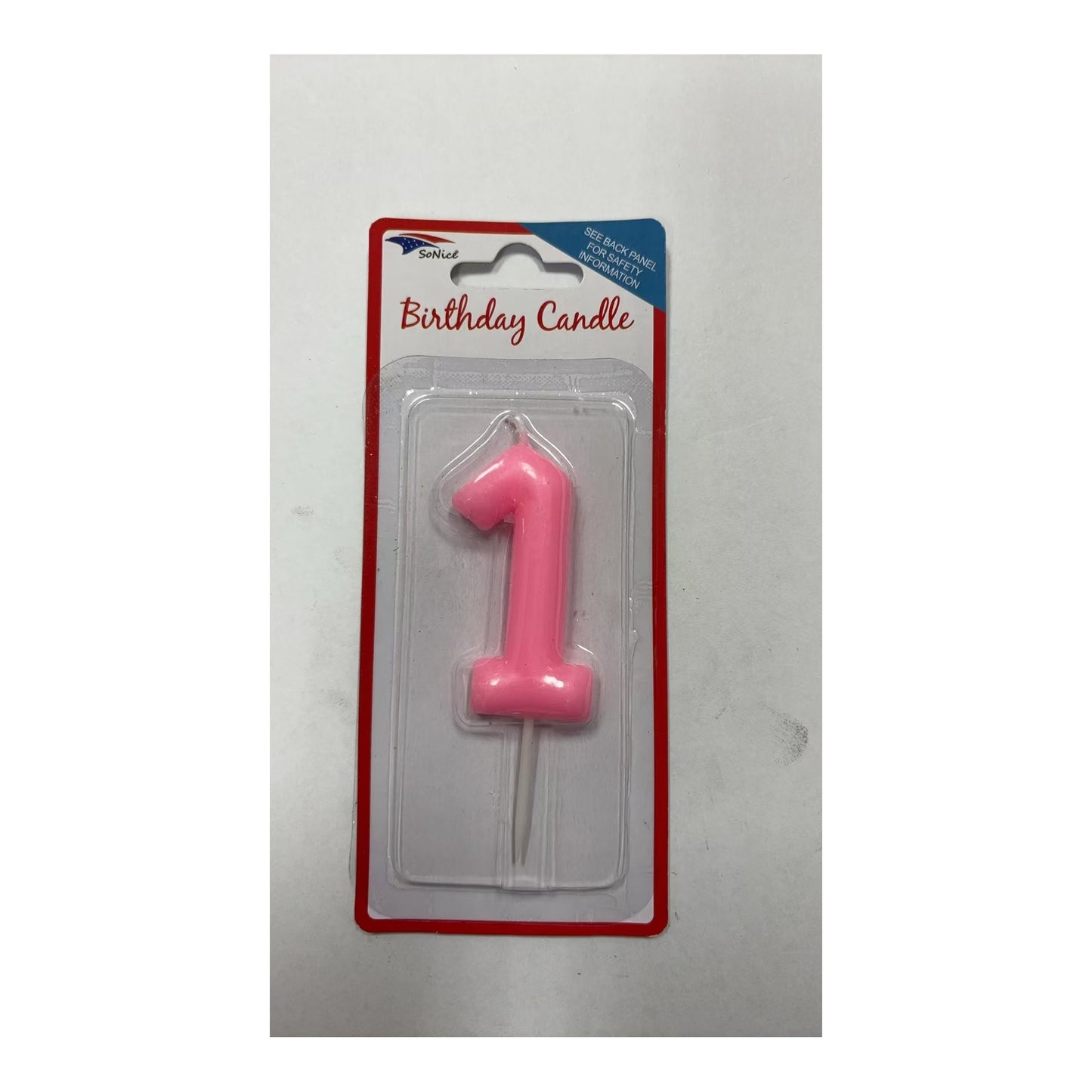 Birthday Number Candles 1 Pastel Pink