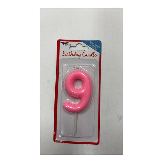 Birthday Number Candles 9 Pastel Pink