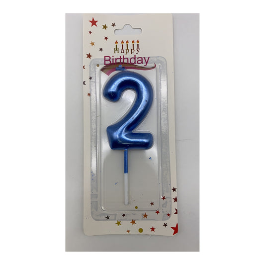 Birthday Number Candles 2 Blue