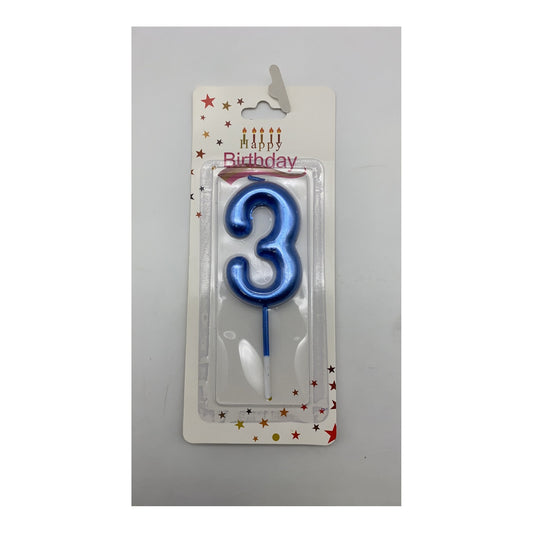 Birthday Number Candles 3 Blue