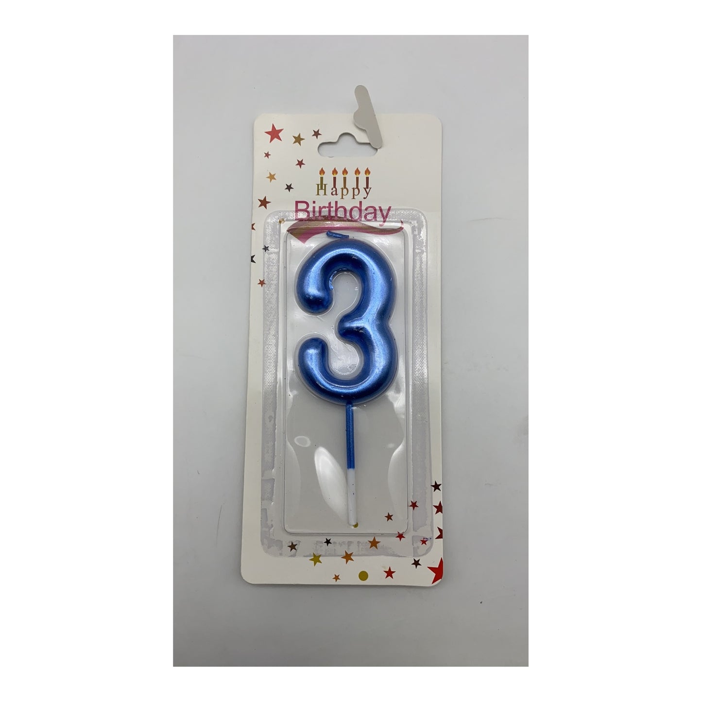 Birthday Number Candles 3 Blue