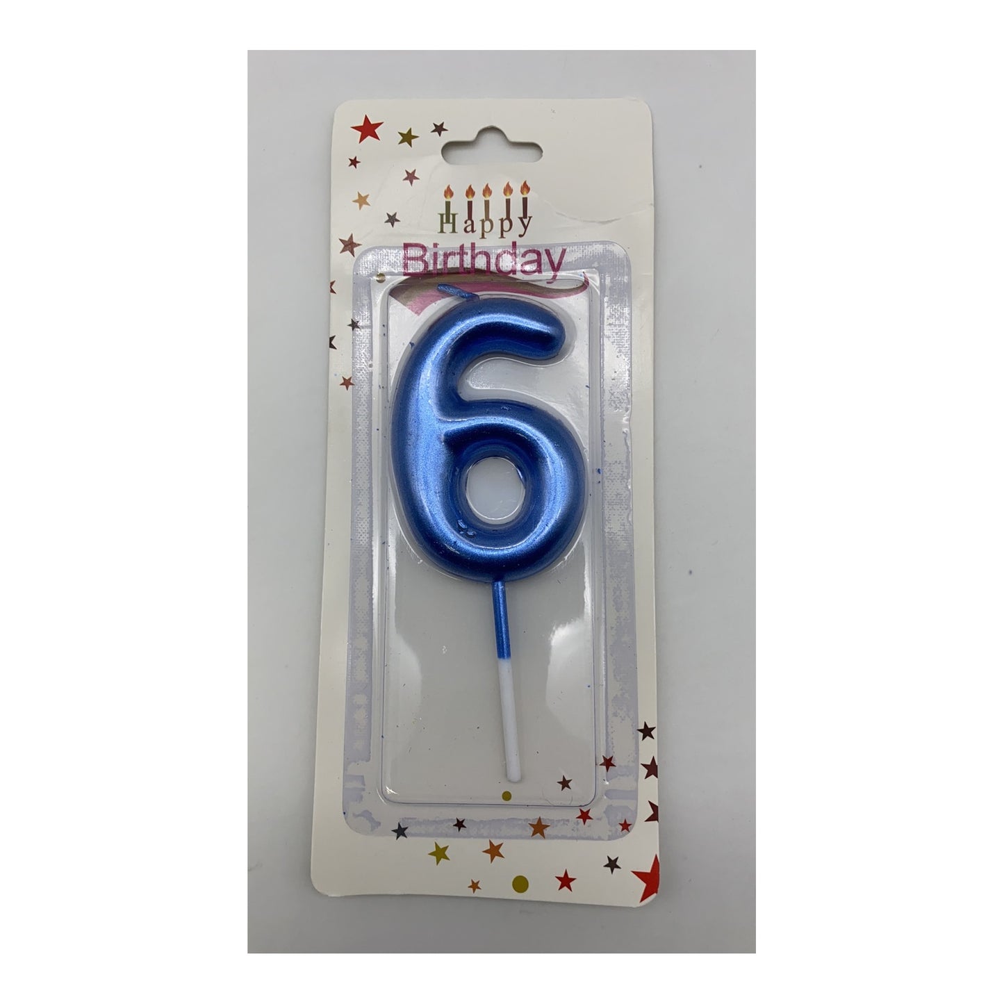 Birthday Number Candles 6 Blue