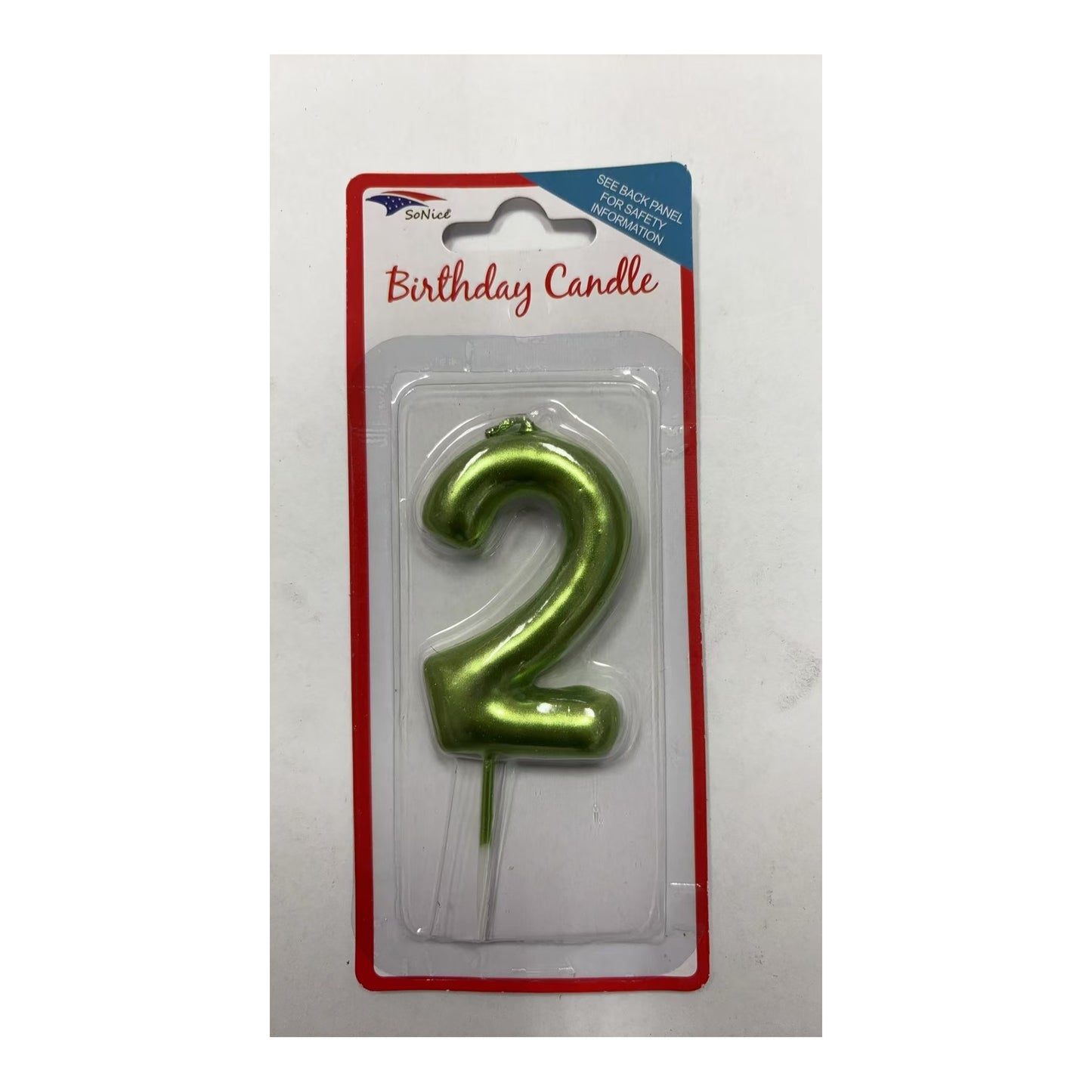 Birthday Number Candles 2 Lime Green