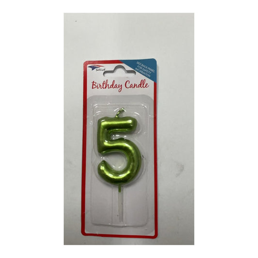 Birthday Number Candles 5 Lime Green