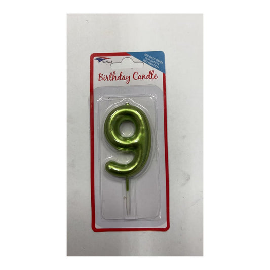 Birthday Number Candles 9 Lime Green